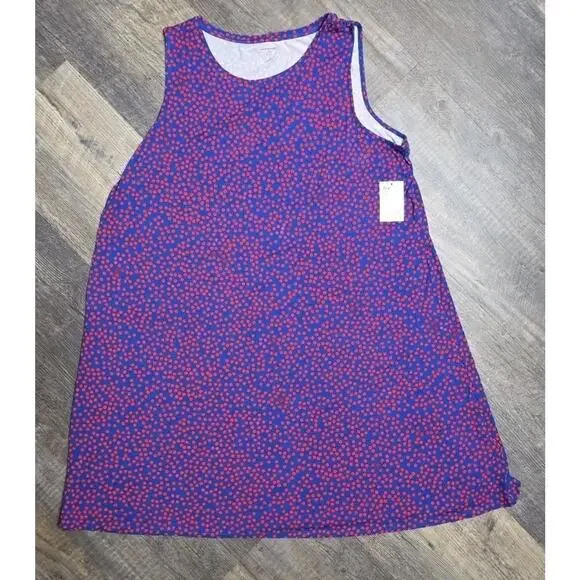 Amazon Essentials Blue Red Polka Dot Sleeveless Tank Top Shirt EcoVero XL New - Picture 2 of 9